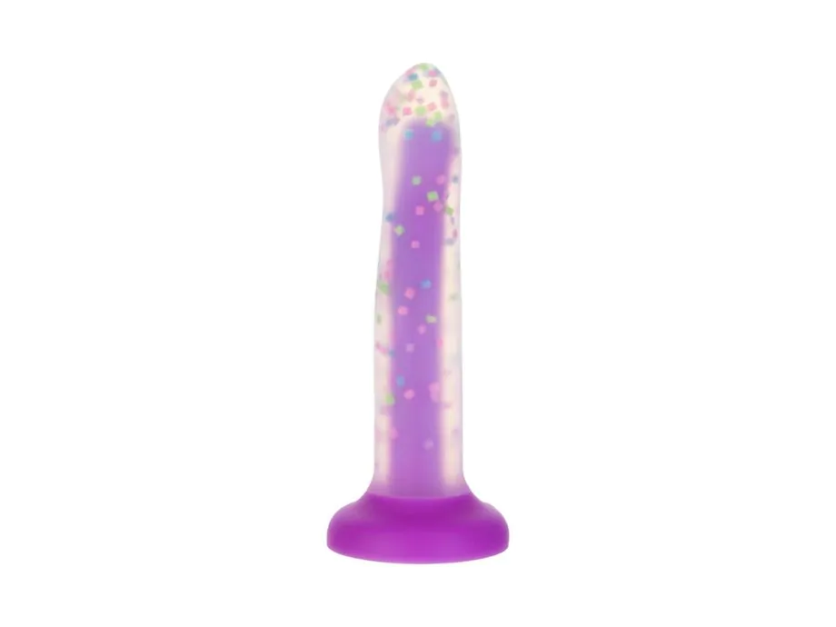 Addiction Rave Dildo 20cm Tím Uốn Cong Lấp Lánh