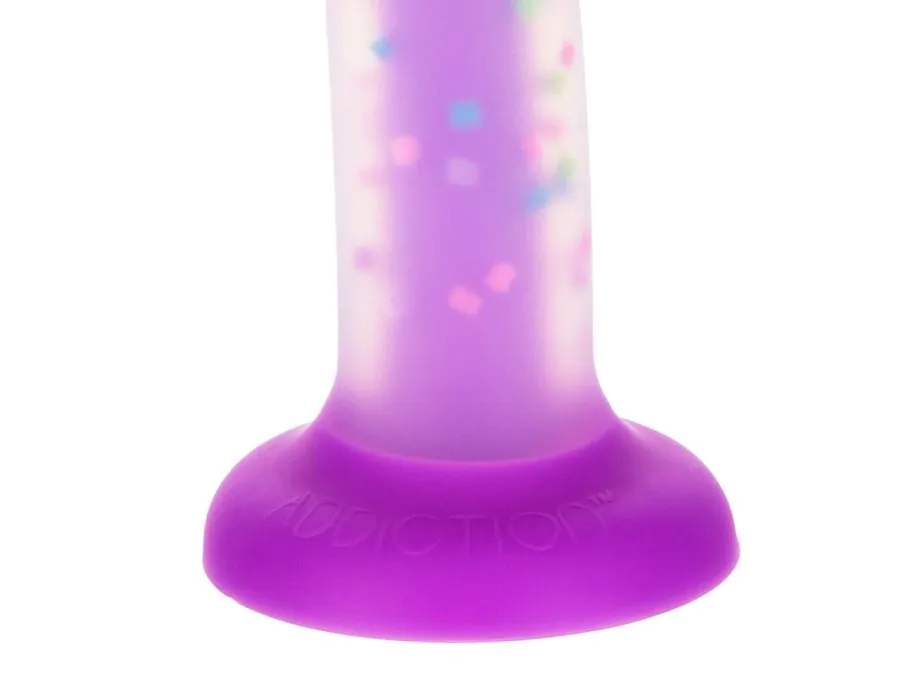 Addiction Rave Dildo 20cm Tím Uốn Cong Lấp Lánh