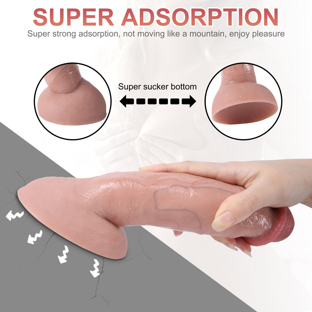Suction Dildo Cong 21cm Thịt Thực Bám Chắc Hút Hồn Mạnh