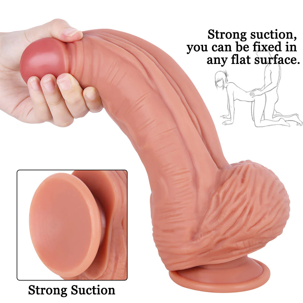 Dildo Đai 10 Inch Silicone Khổng Lồ Thực Tế Siêu Dày
