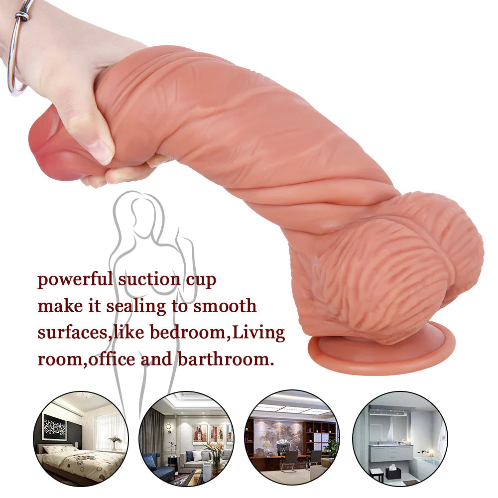 Dildo Đai 10 Inch Silicone Khổng Lồ Thực Tế Siêu Dày