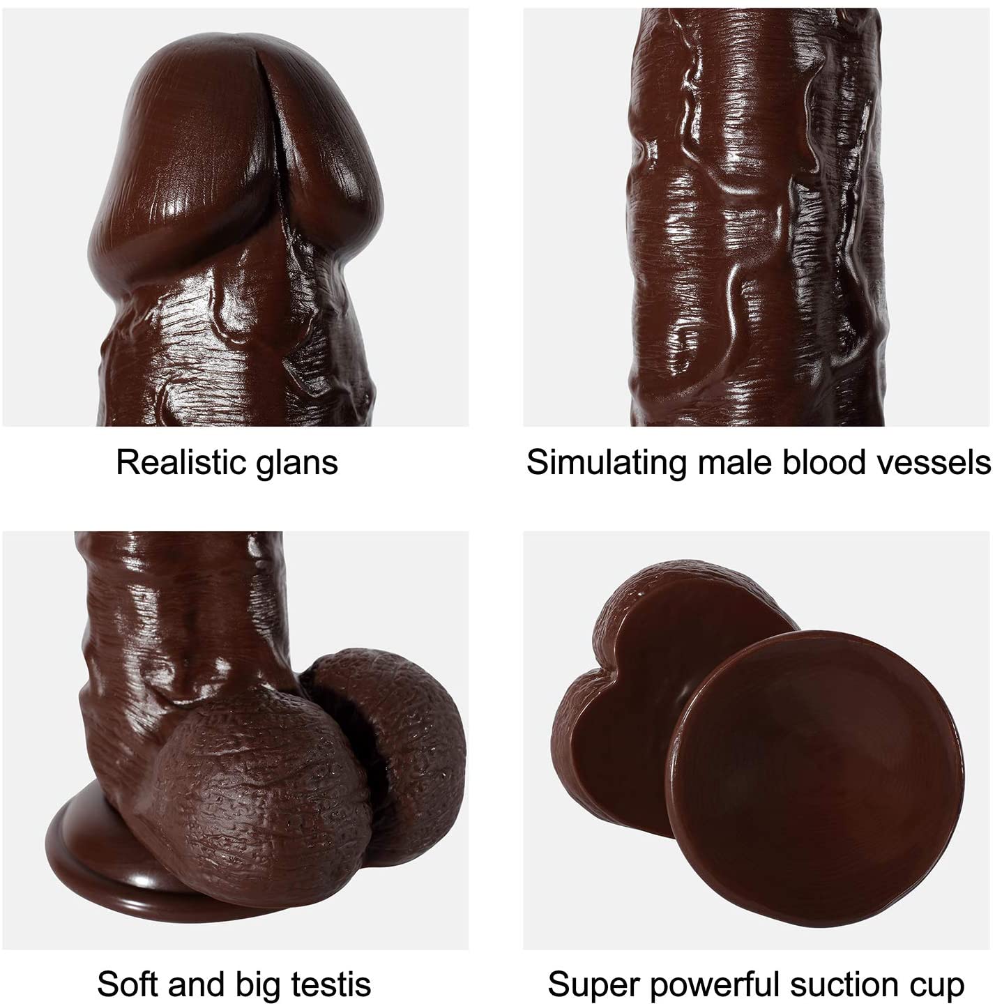 Dildo Nâu 11 Inch Hút Đáy Siêu Thực