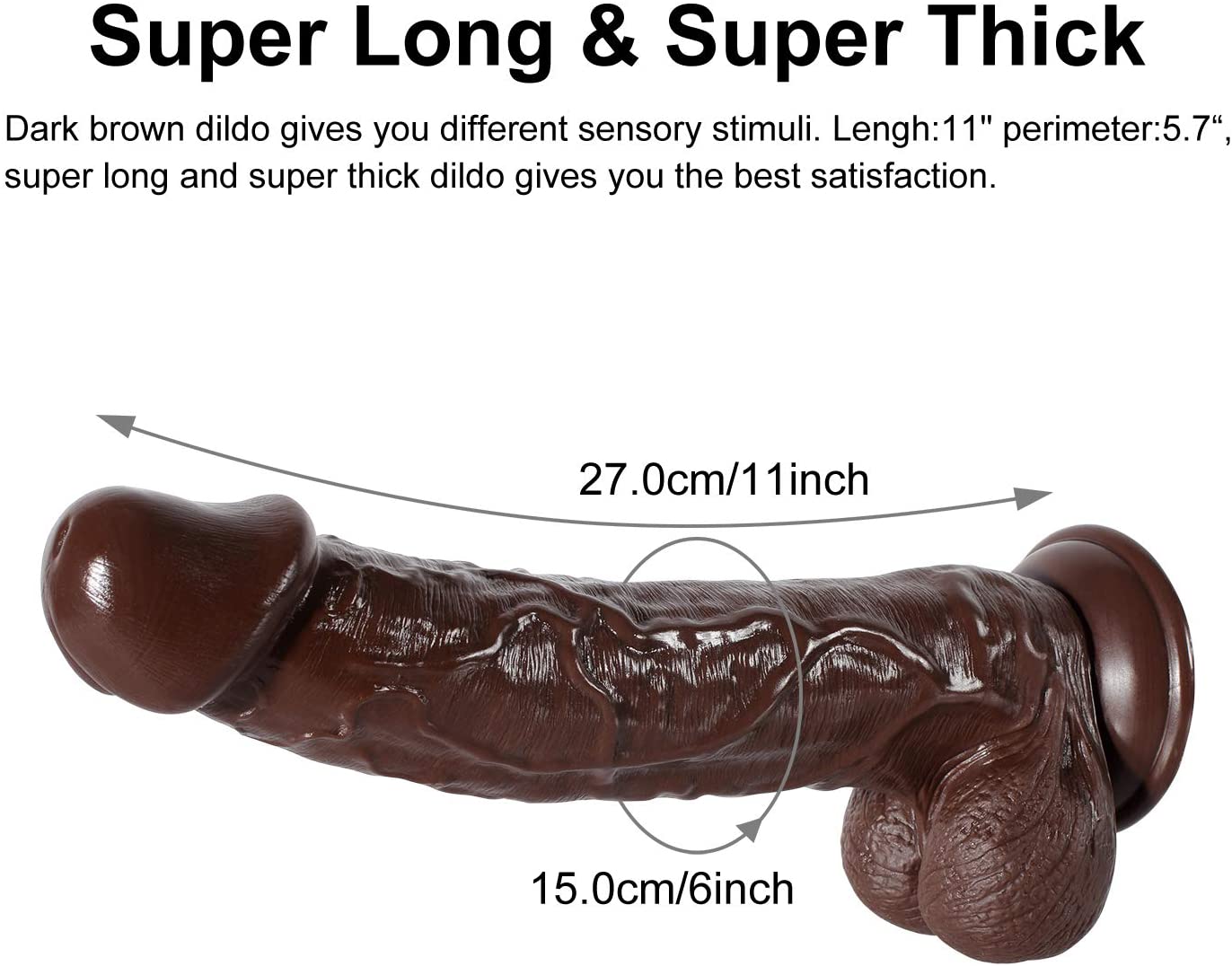 Dildo Nâu 11 Inch Hút Đáy Siêu Thực