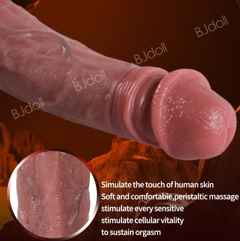 Dildo Rung 9 Inch Đâm Thực Tế Bi Mạnh Đa Chế Độ