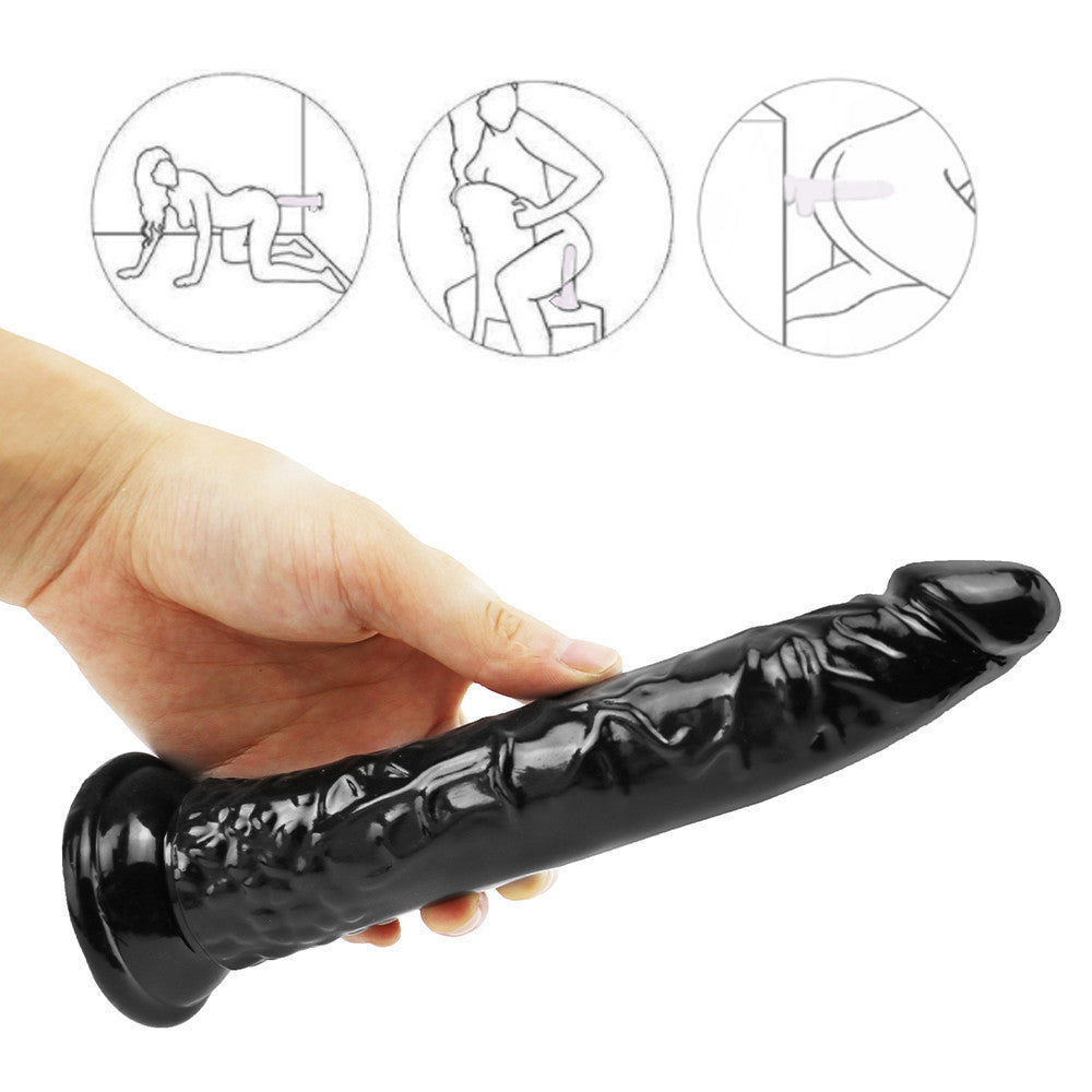 Dildo 8 Inch PVC Đen Hút Chân 19cm Hoàn Hảo Thực