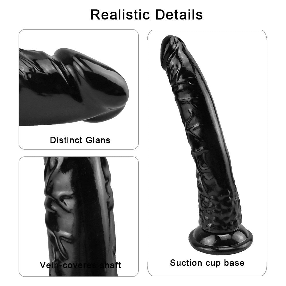 Dildo 8 Inch PVC Đen Hút Chân 19cm Hoàn Hảo Thực