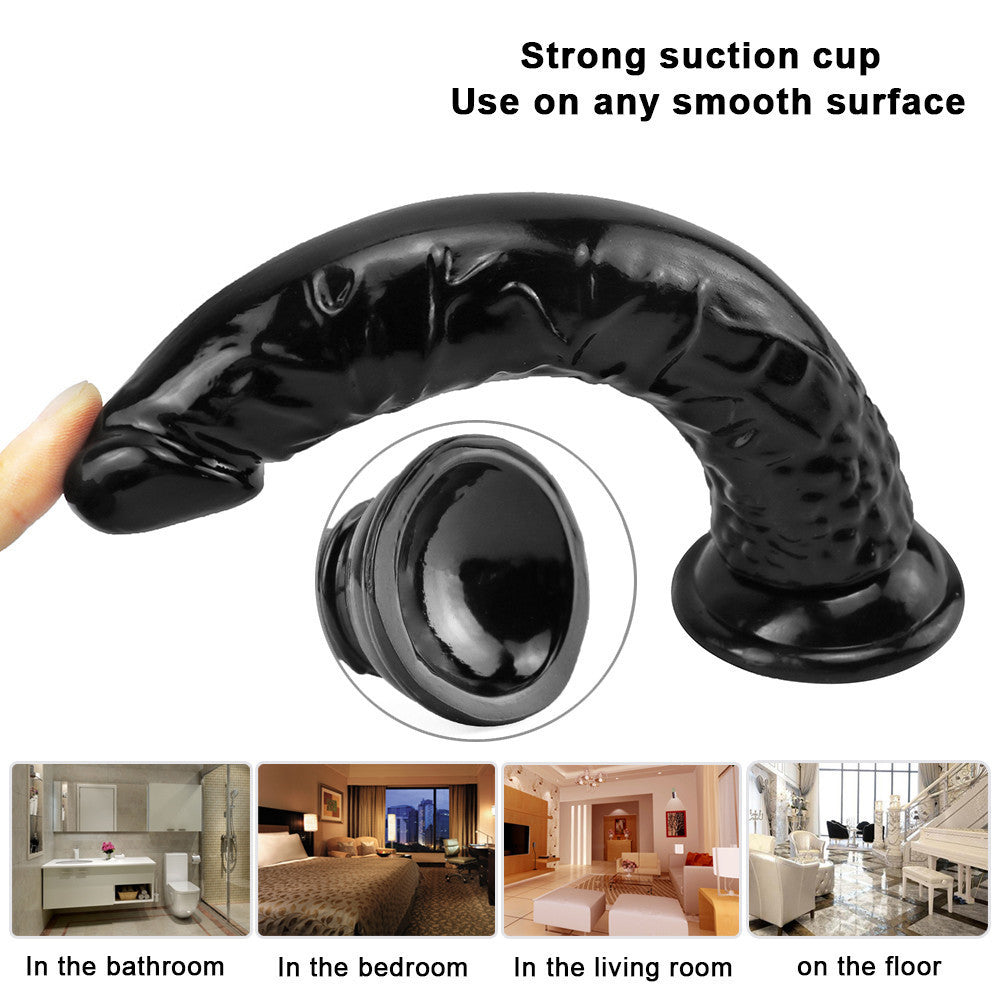 Dildo 8 Inch PVC Đen Hút Chân 19cm Hoàn Hảo Thực
