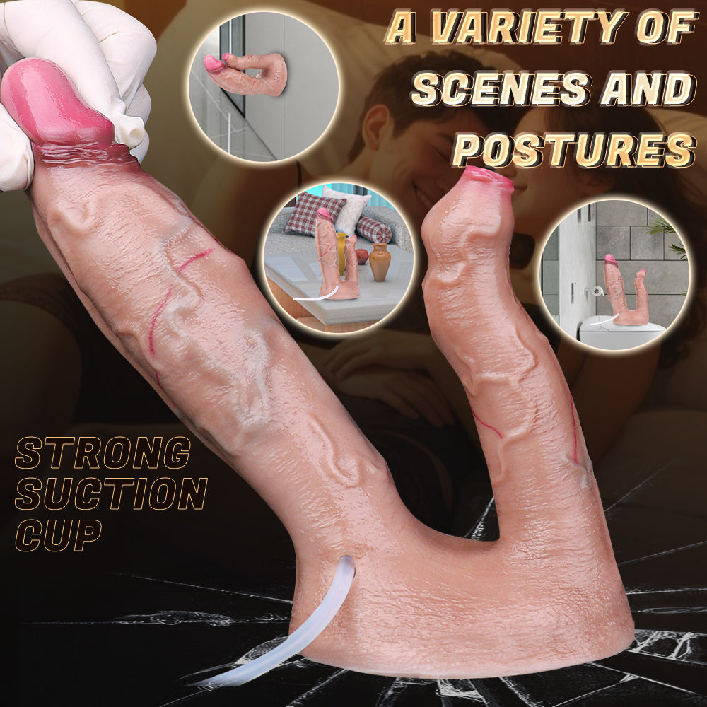 Dildo squirting G-spot đôi lỗ siêu thực phun nước phê