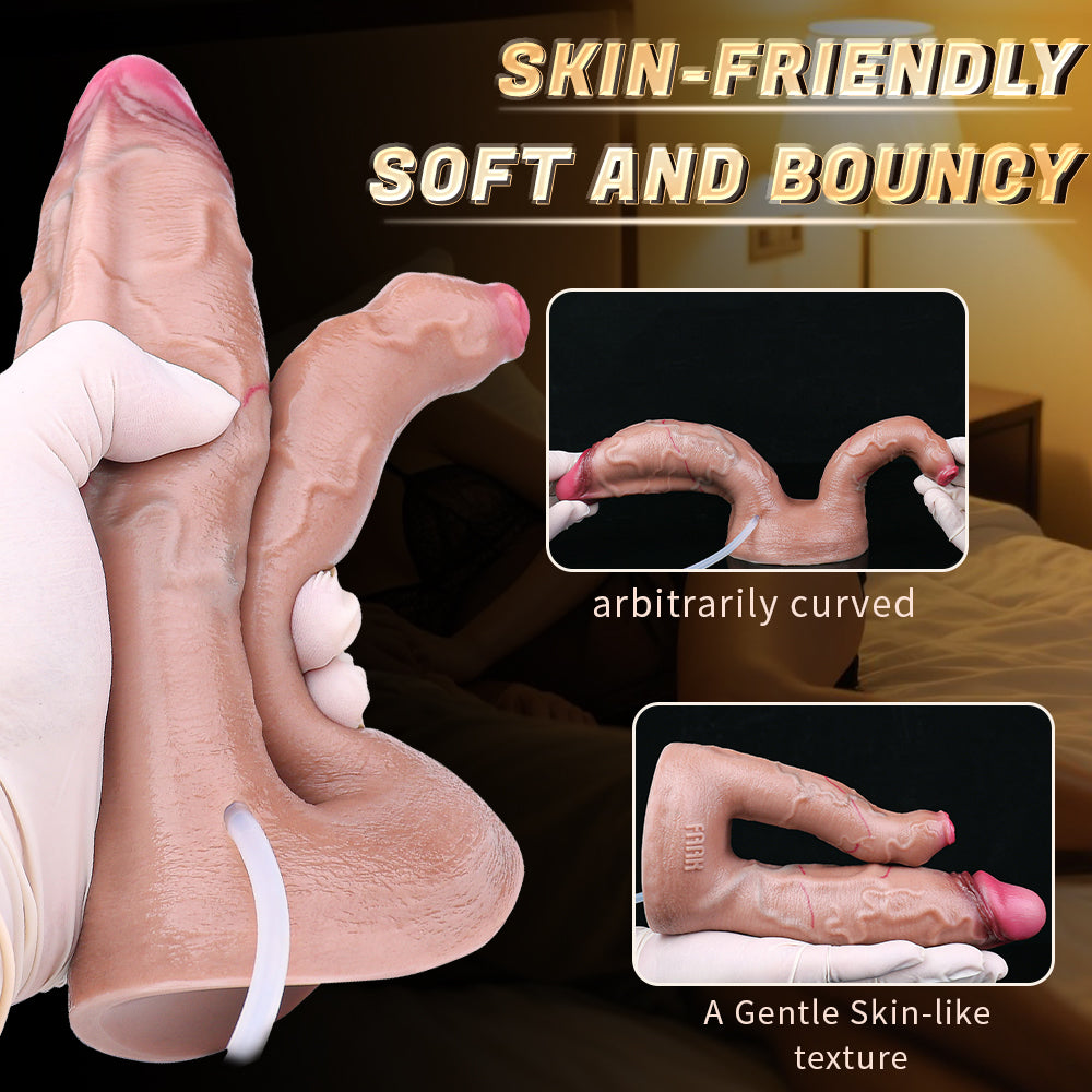 Dildo squirting G-spot đôi lỗ siêu thực phun nước phê
