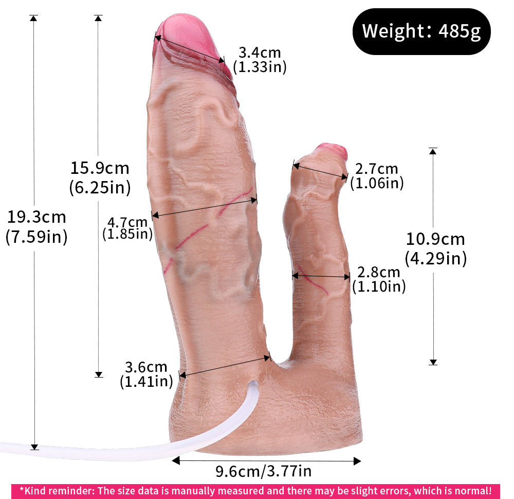 Dildo squirting G-spot đôi lỗ siêu thực phun nước phê