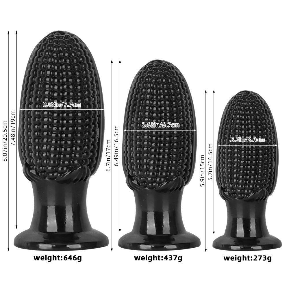 PVC Corn Cob Anal Plug Đen Hình Bắp Ngô Kích Thích