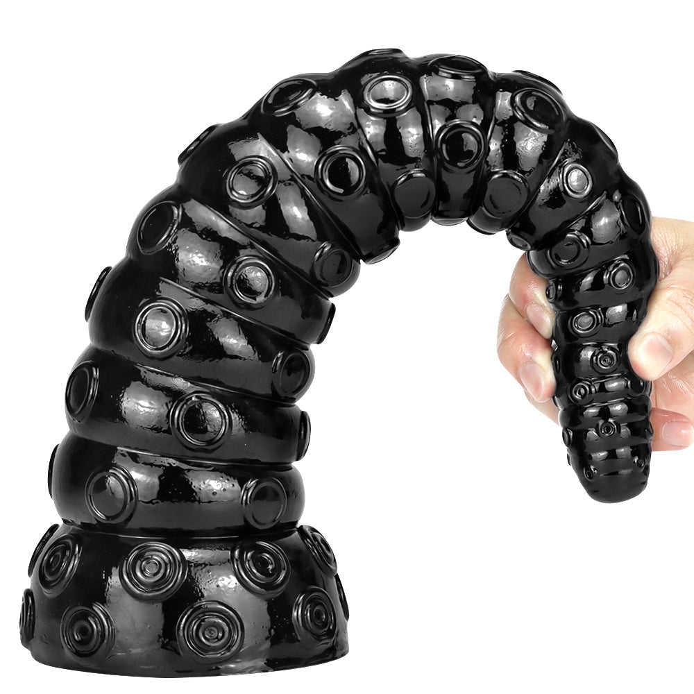 Tentacle Dildo Đen 15 Inch Hút Siêu Dài Kết Cấu