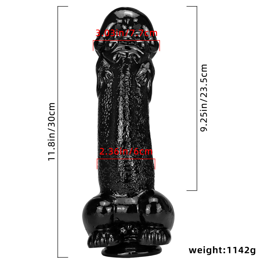 Alien Dildo Đen 11 Inch Lớn Bald Huyền Thoại Siêu To Khủng