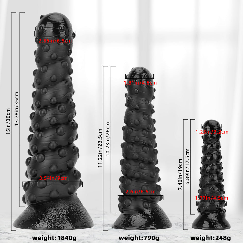 Bossy Dot Dildo Xoắn Đen 15