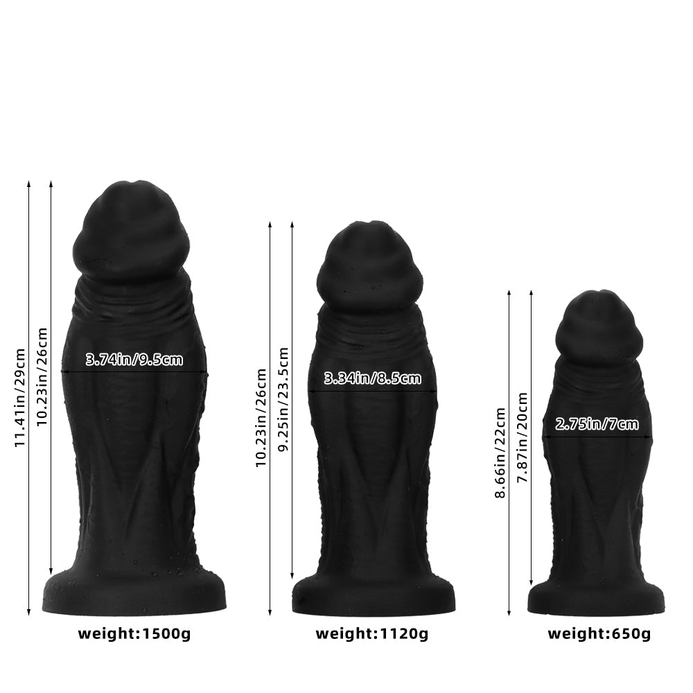 Dildo Đen Silicone Dày 3 Inch Siêu To Lớn