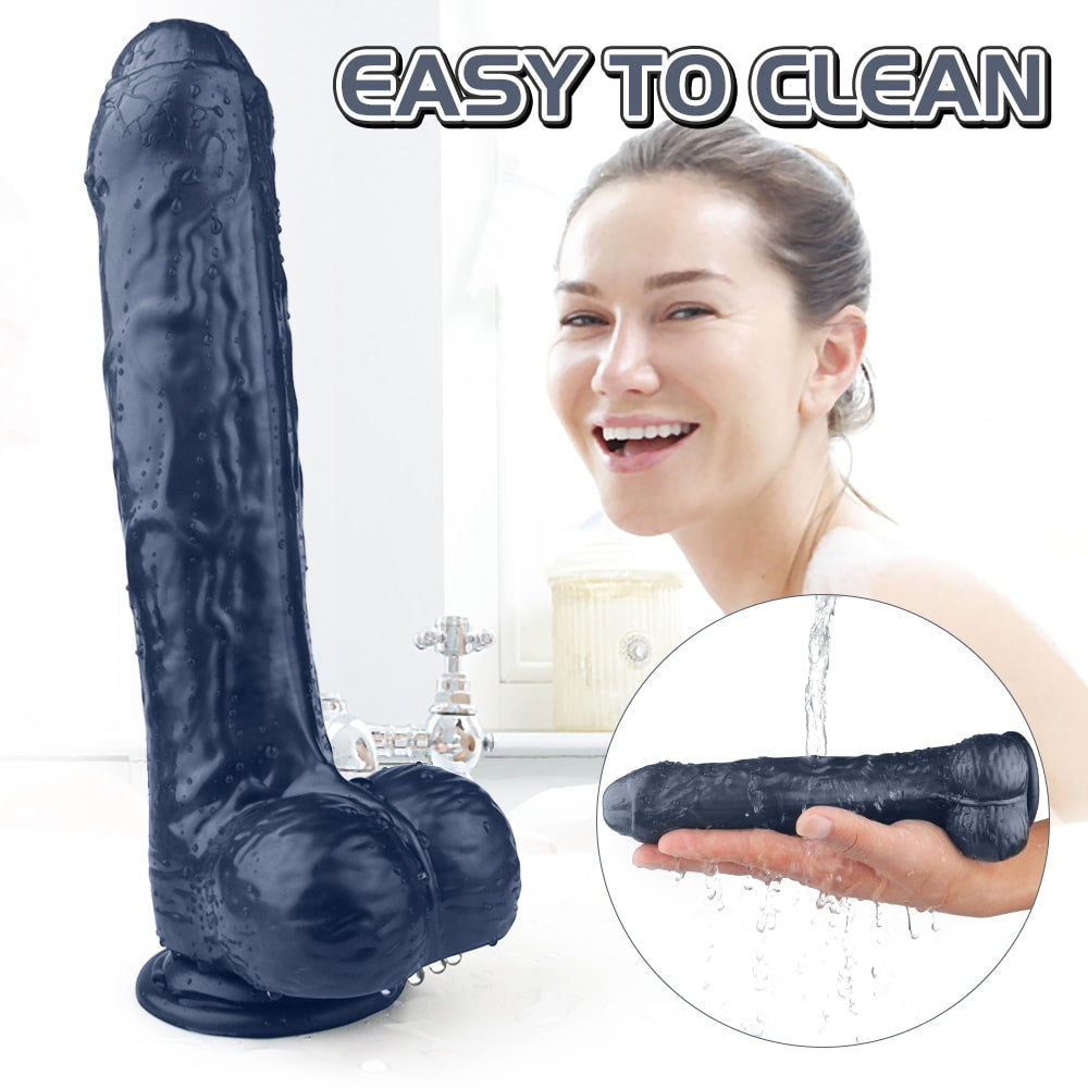 Dildo Đen 9Inch Mềm Lớn An Toàn Khoái Lạc