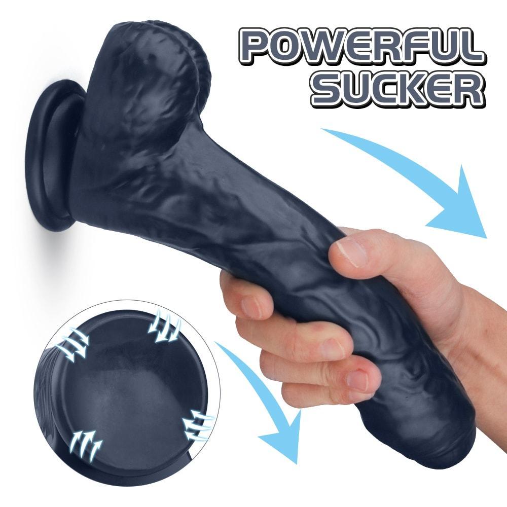 Dildo Đen 9Inch Mềm Lớn An Toàn Khoái Lạc