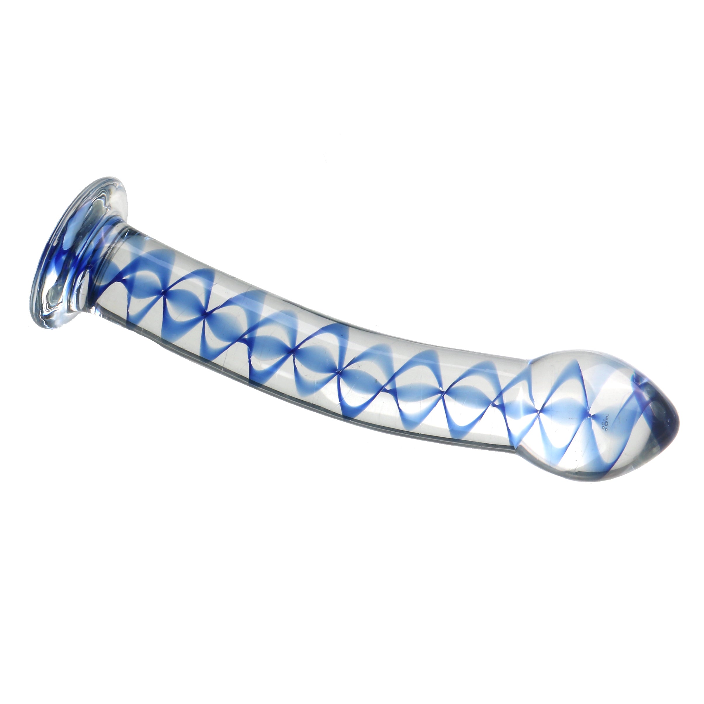 Dildo thủy tinh 17.5cm mịn lạnh pattern kích thích sâu thẳm