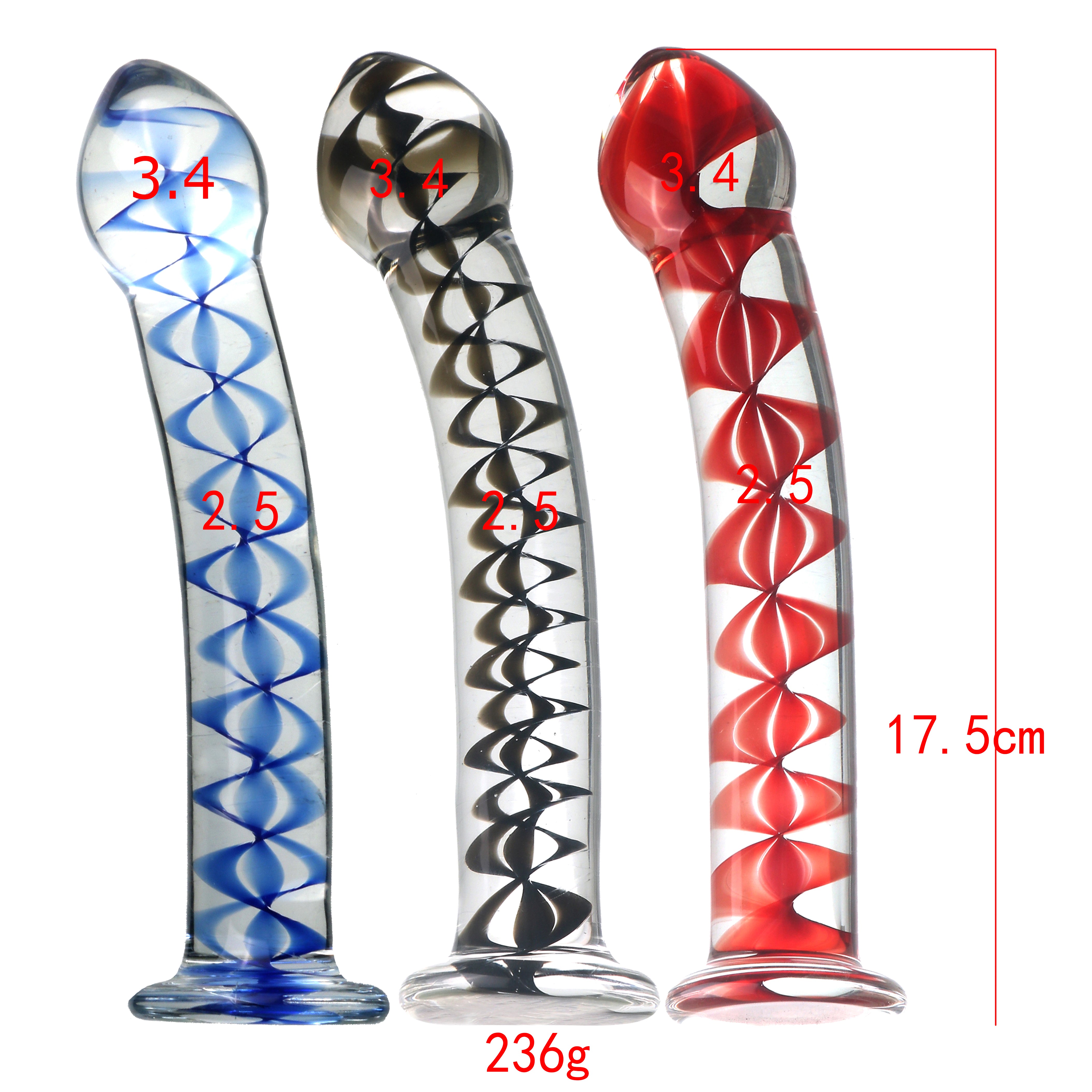 Dildo thủy tinh 17.5cm mịn lạnh pattern kích thích sâu thẳm