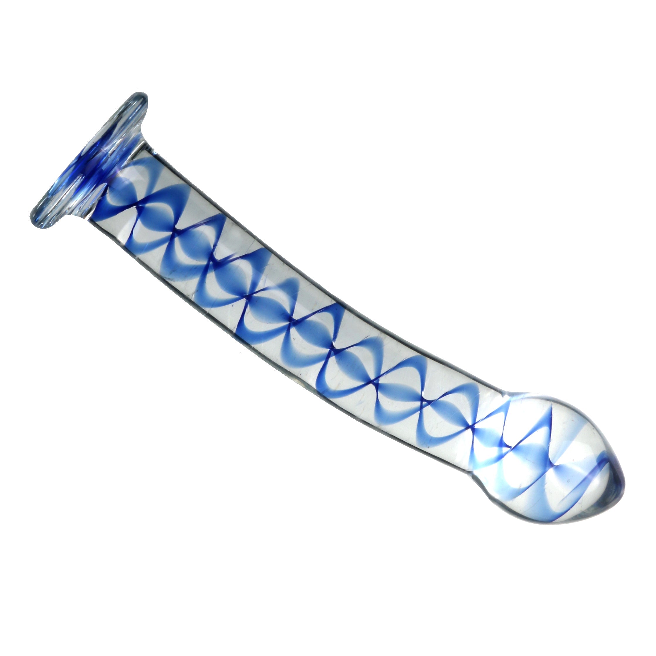 Dildo thủy tinh 17.5cm mịn lạnh pattern kích thích sâu thẳm