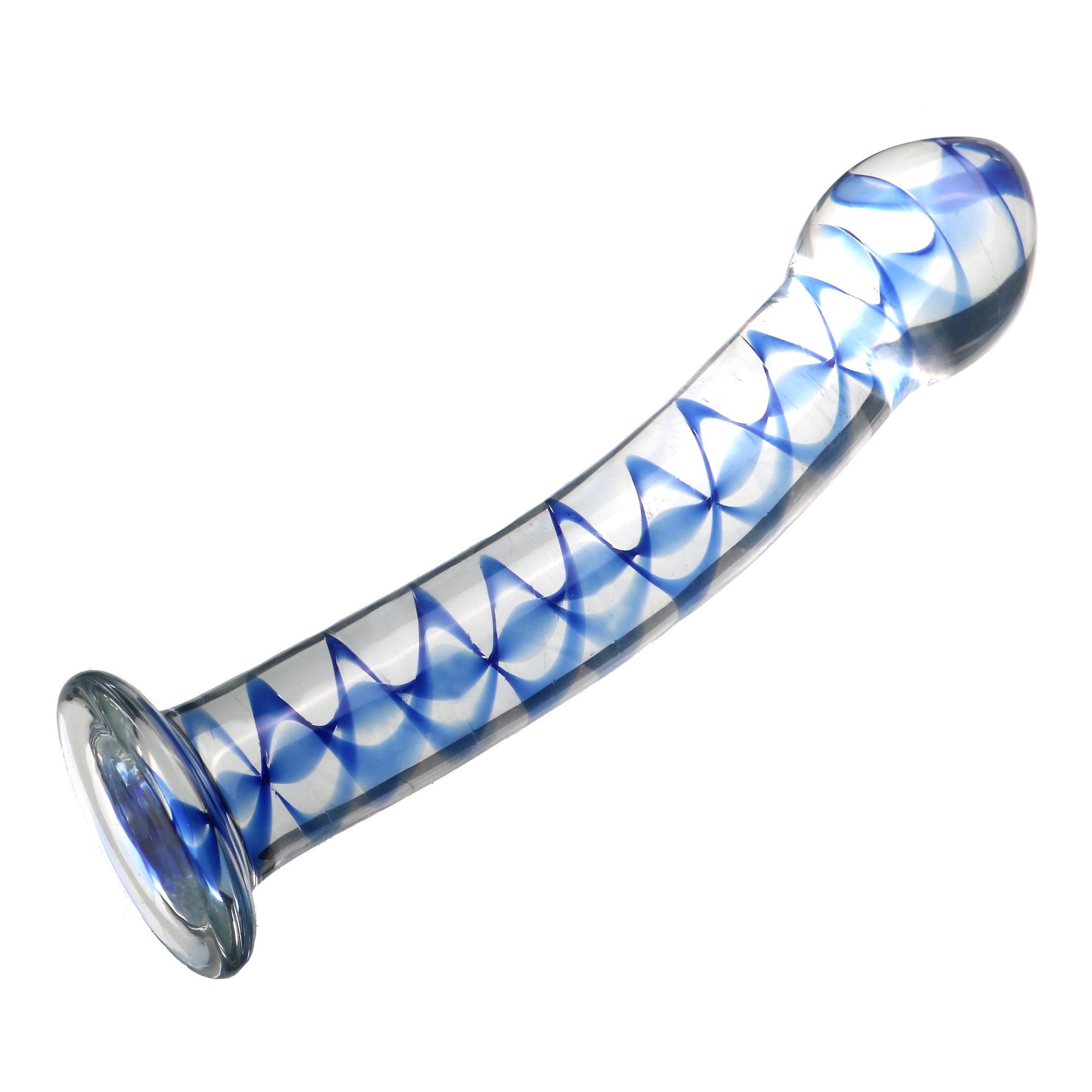 Dildo thủy tinh 17.5cm mịn lạnh pattern kích thích sâu thẳm