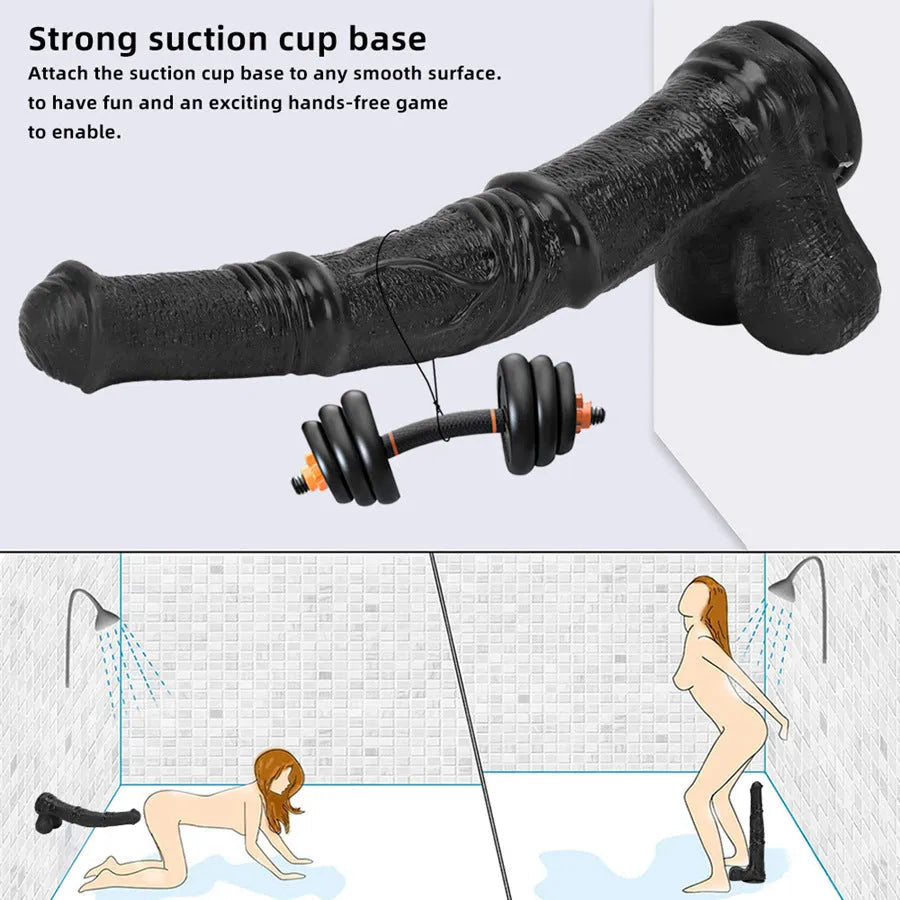 Dildo Ngựa Đen 35cm Silicone Lớn Thực Tế Fantasy Điên Rồ
