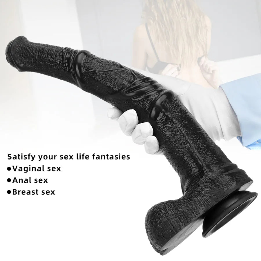 Dildo Ngựa Đen 35cm Silicone Lớn Thực Tế Fantasy Điên Rồ