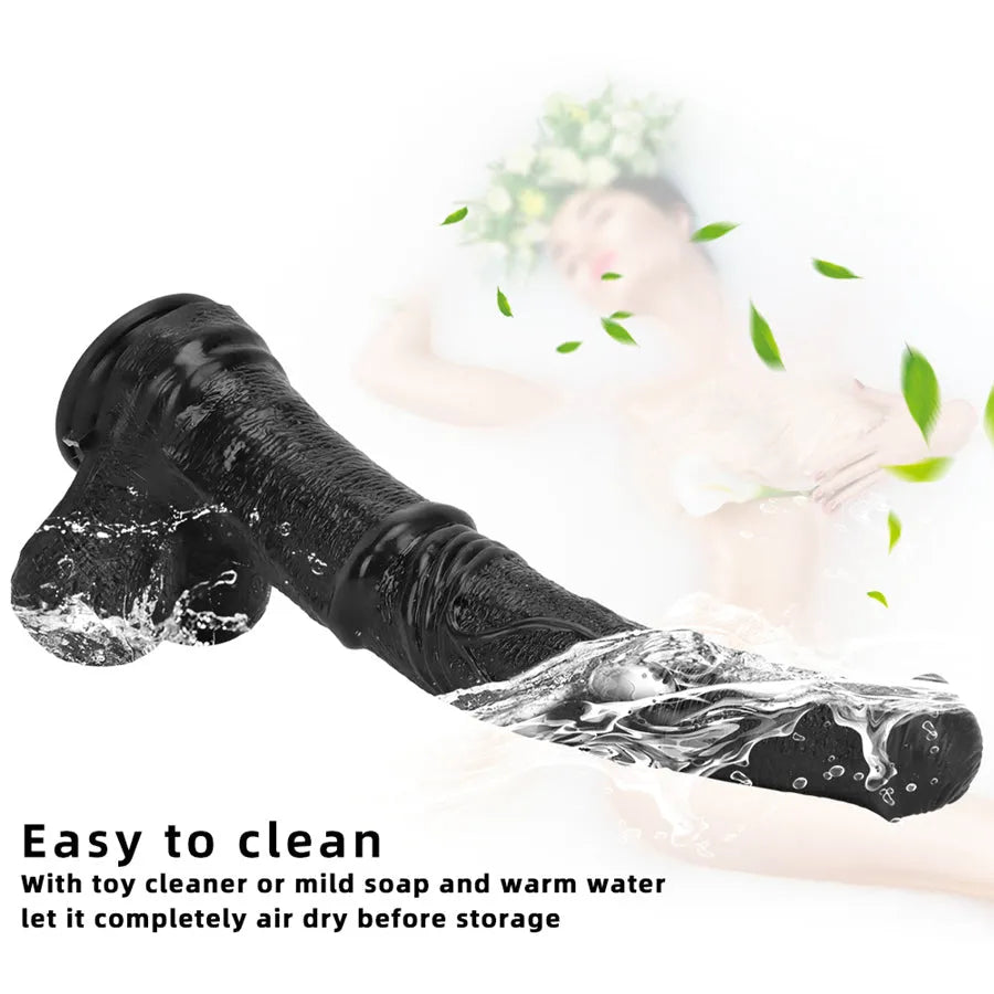 Dildo Ngựa Đen 35cm Silicone Lớn Thực Tế Fantasy Điên Rồ