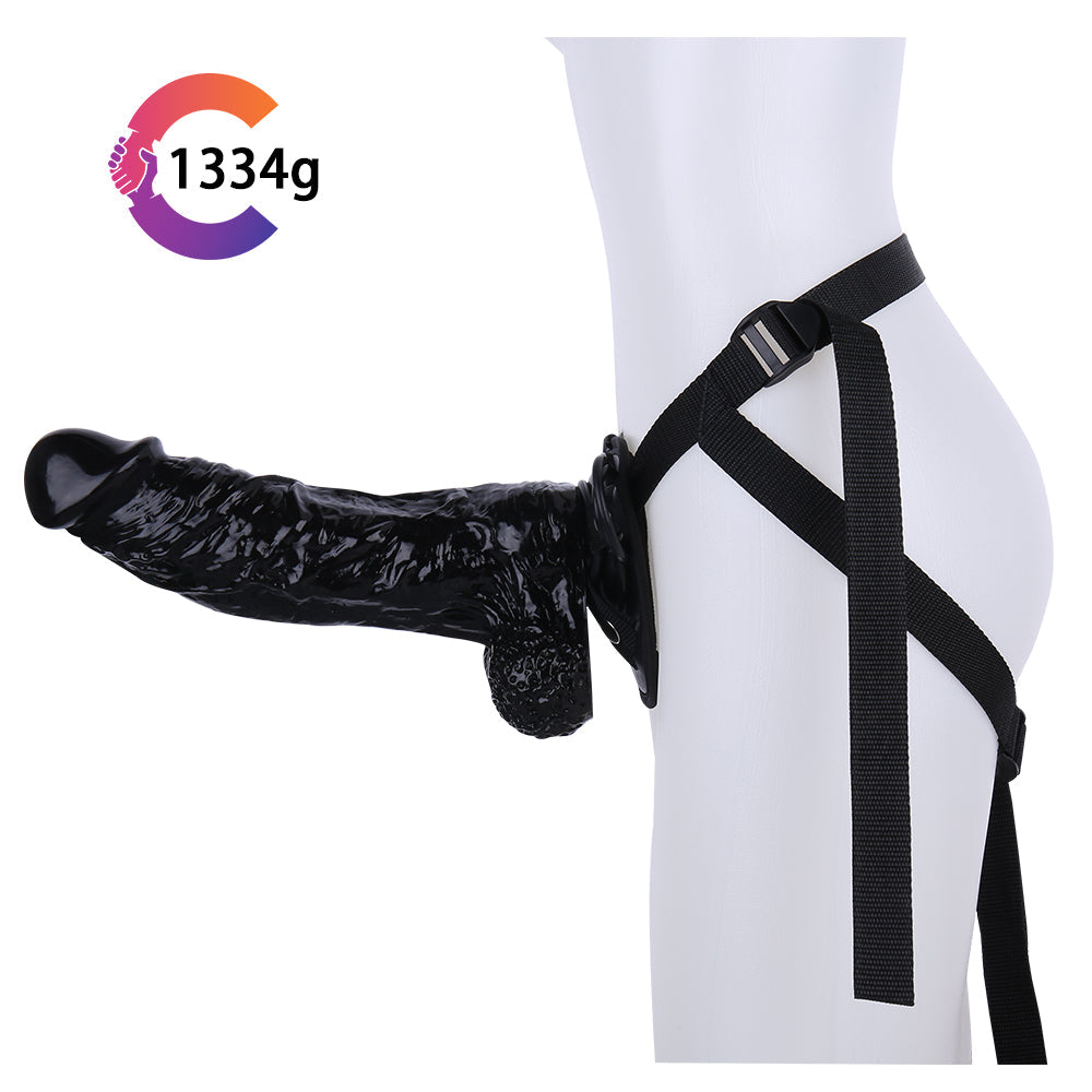 Đai Đeo Dildo Đen 12 Inch Khổng Lồ Thực Tế