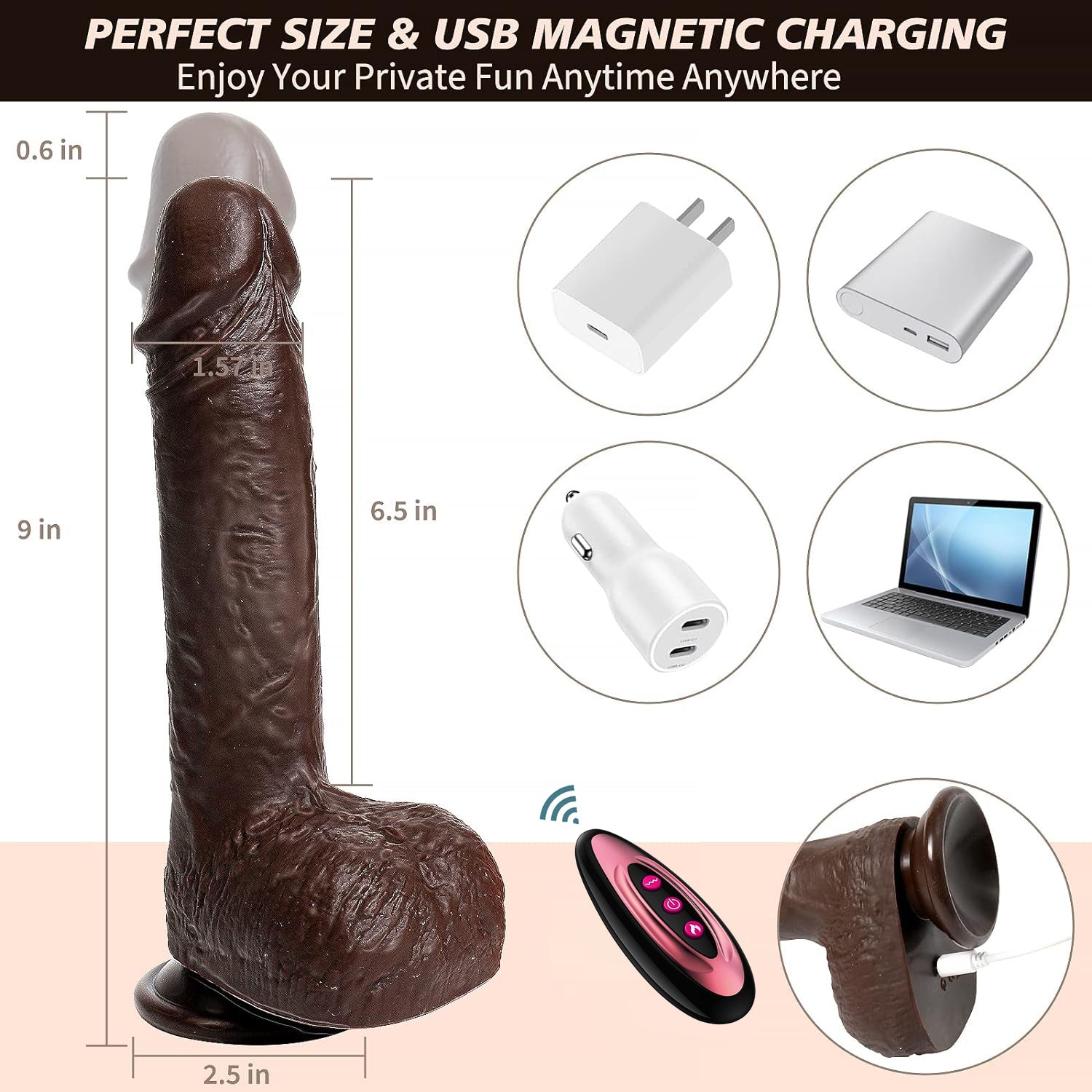 Dildo Rung Đen Bluetooth Đẩy Từ Xa Thăng Hoa