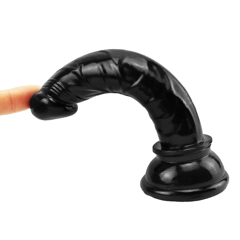 Falo Đen Mỏng 6" Hút Tường Chân Không Mạnh Mẽ