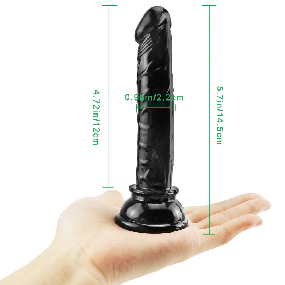 Falo Đen Mỏng 6" Hút Tường Chân Không Mạnh Mẽ