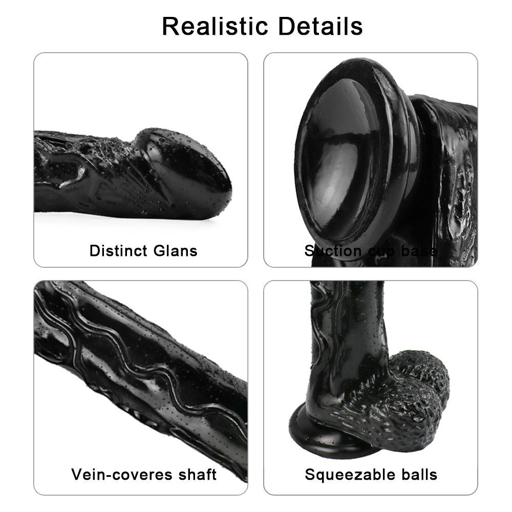 Black Mamba Dildo 40cm Dài Mỏng Hút Đáy Khổng Lồ