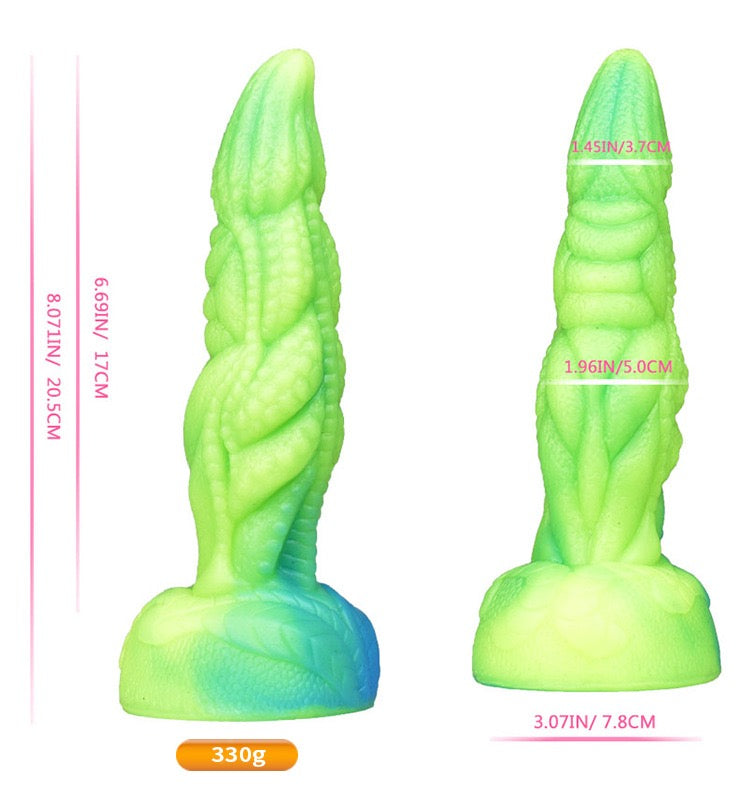 Dildo Rồng Xù Lưỡi Lục 20cm Khổng Lồ Thú Vị Điên Rồ