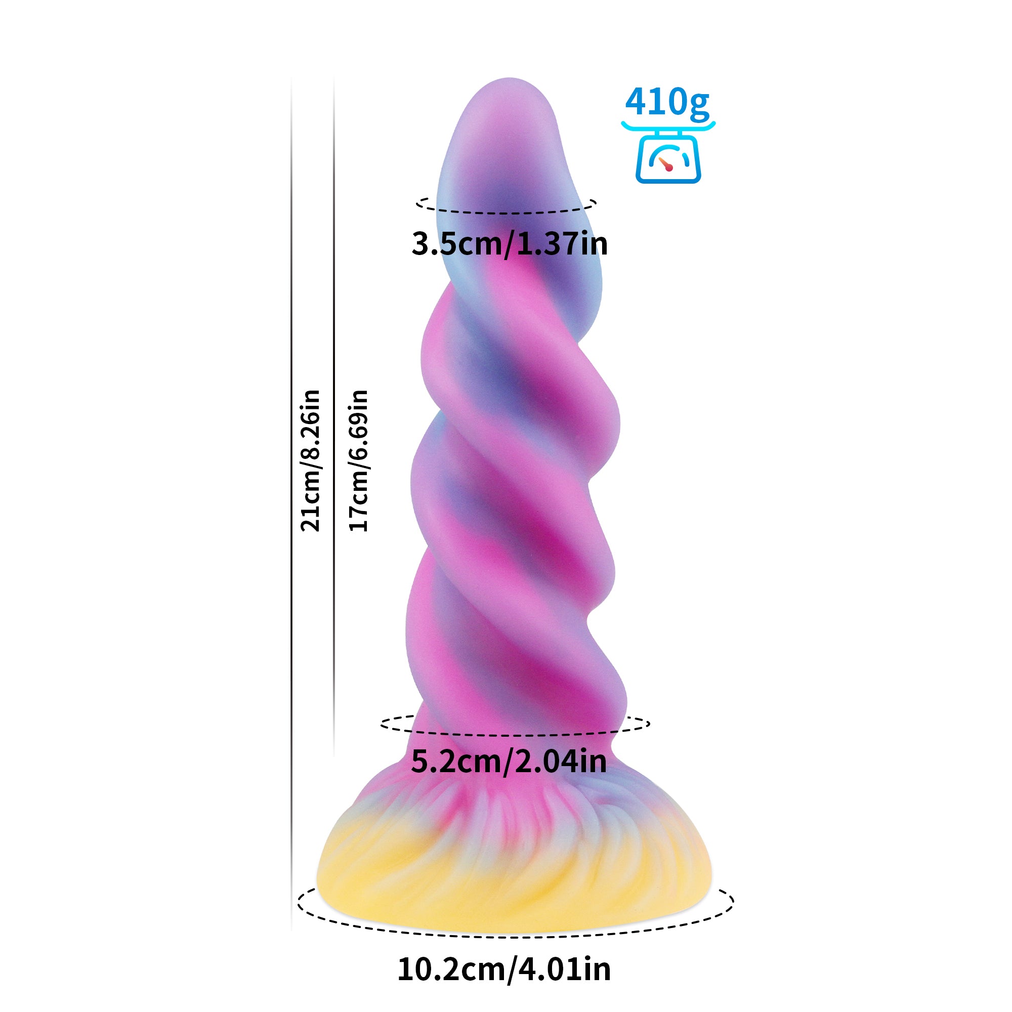 Dildo Xoắn Silicon Cầu Vồng Anal 21cm Đa Màu Kích Thích Dildo Xoắn Silicon Cầu Vồng Anal 21cm Đa Màu Kích Thích