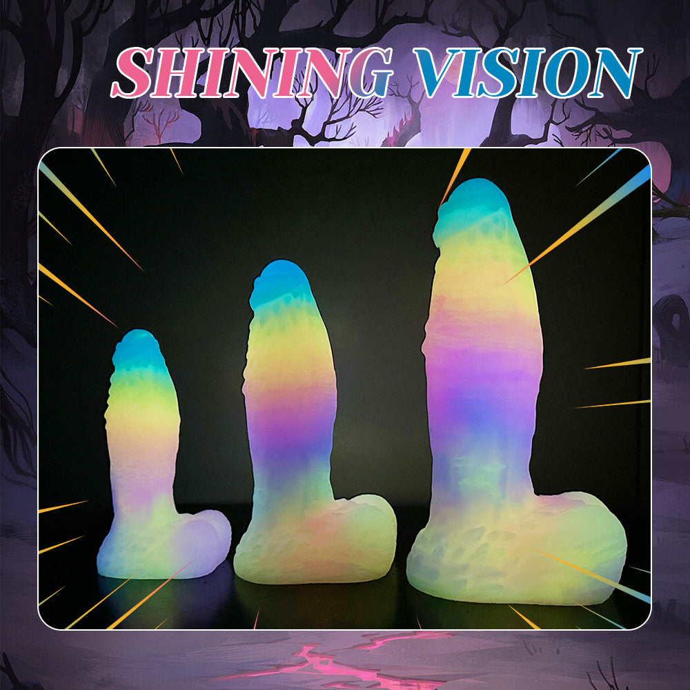 Rainbow Glow Dildo Monster 23cm Phát Sáng Huyền Ảo