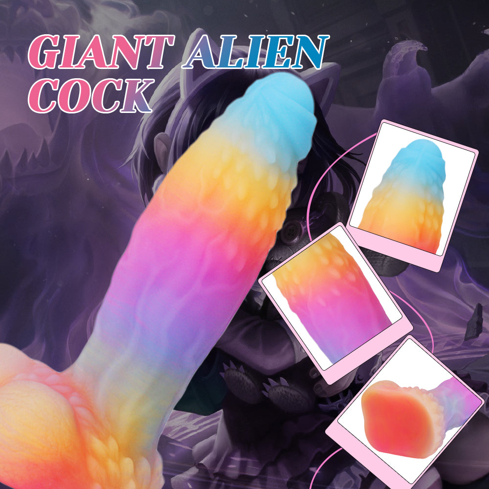 Rainbow Glow Dildo Monster 23cm Phát Sáng Huyền Ảo