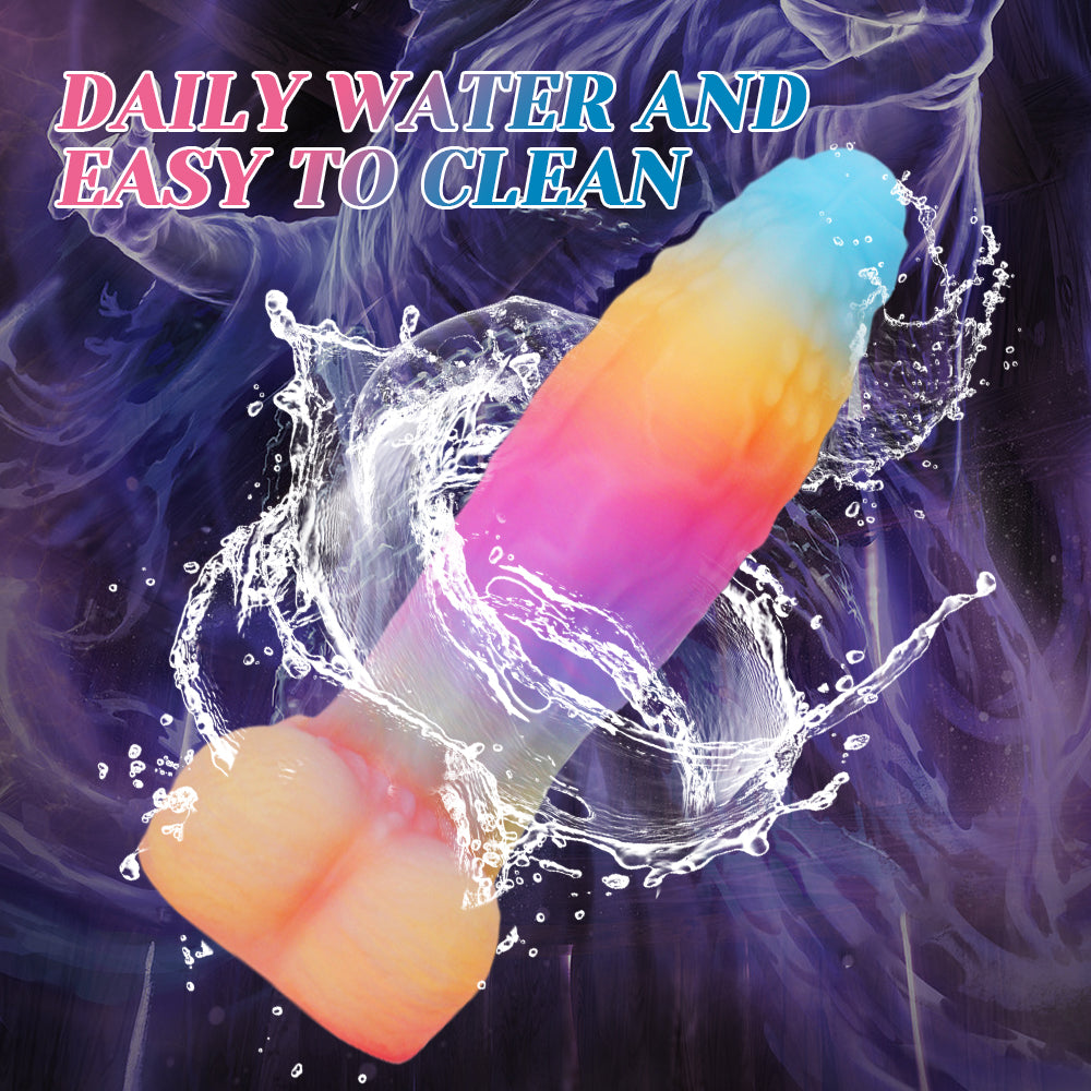 Rainbow Glow Dildo Monster 23cm Phát Sáng Huyền Ảo