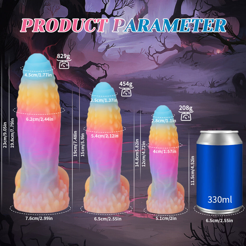 Rainbow Glow Dildo Monster 23cm Phát Sáng Huyền Ảo
