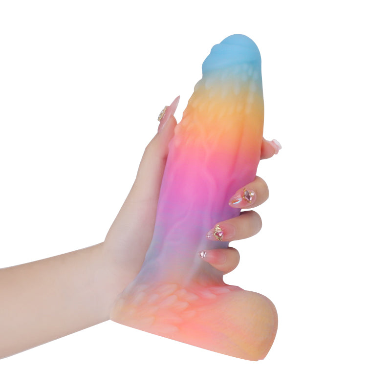 Rainbow Glow Dildo Monster 23cm Phát Sáng Huyền Ảo
