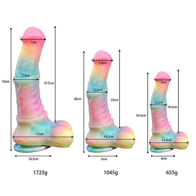 Dildo Ngựa Glow Dark Cầu Vồng 32cm Lớn Mê Hoặc Gợi Cảm