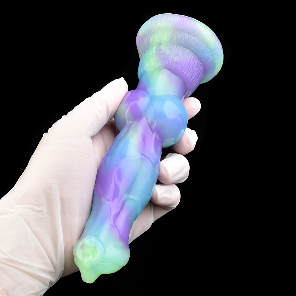 Dildo Chó Sói Knot 18cm Phát Sáng Fantasy Hoang Dã Siêu Thực
