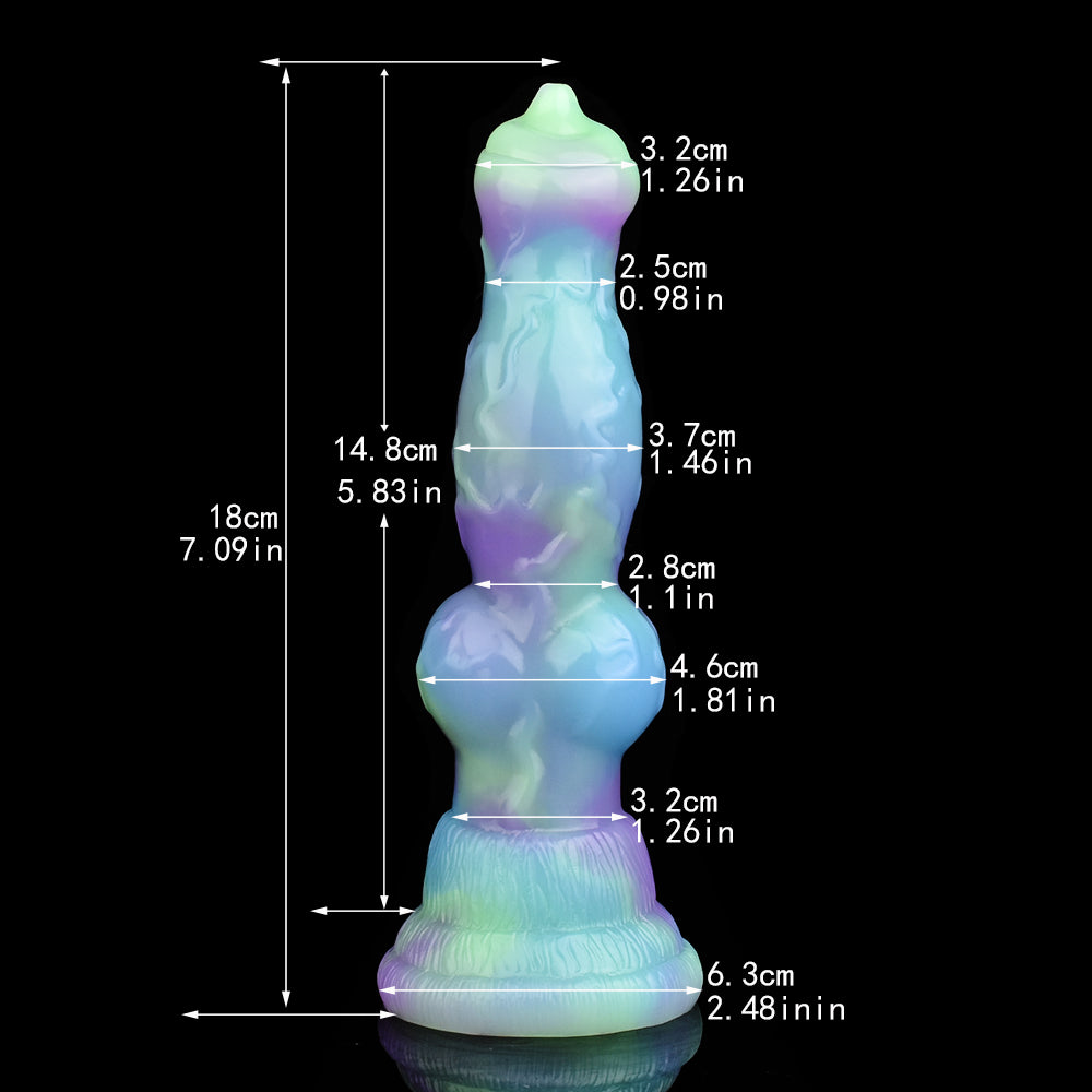 Dildo Chó Sói Knot 18cm Phát Sáng Fantasy Hoang Dã Siêu Thực