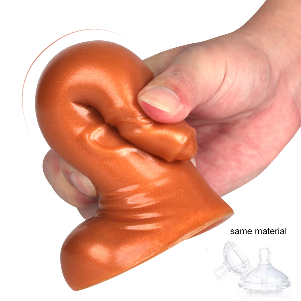 Chubby 5 Inch Dildo Nâu Da Bao Mịn Chân Thực
