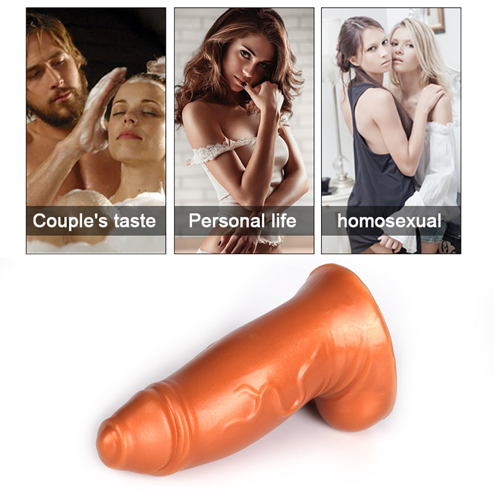 Chubby 5 Inch Dildo Nâu Da Bao Mịn Chân Thực