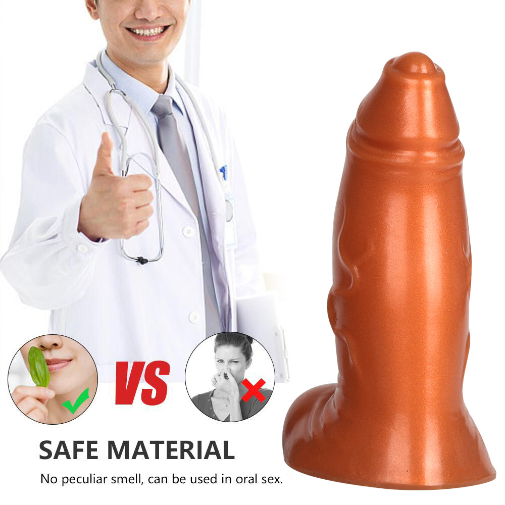 Chubby 5 Inch Dildo Nâu Da Bao Mịn Chân Thực