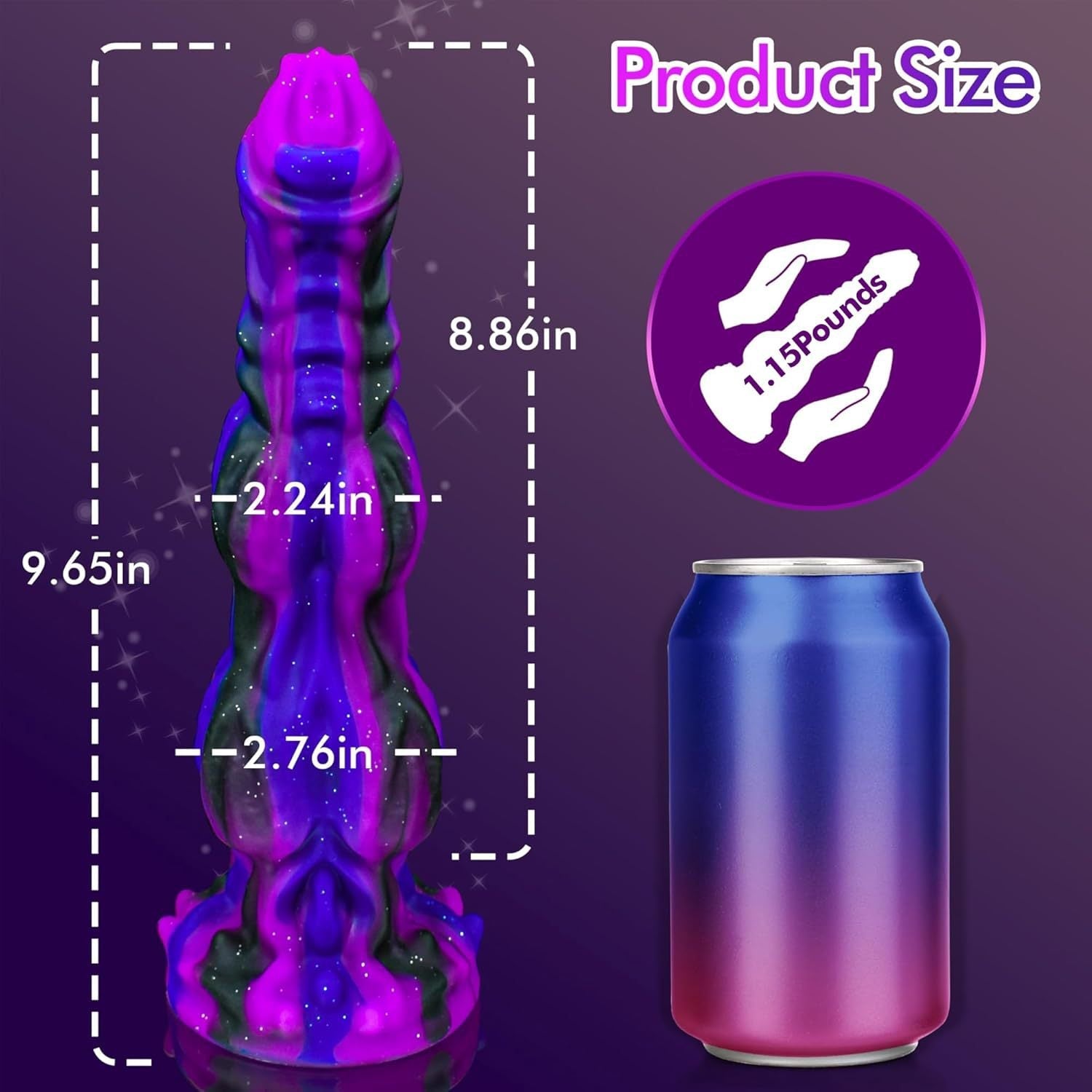 Dildo Monster 9 Inch Tím Silicone Khổng Lồ Đam Mê