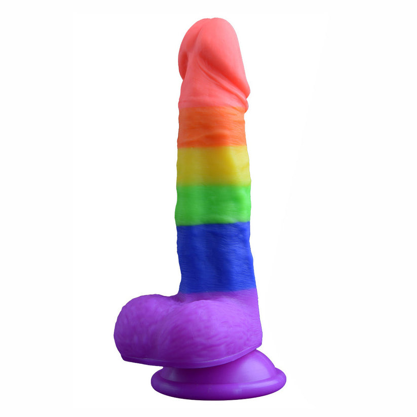 Rainbow Dildo Pổng Đít Hút 15cm Siêu Đa Sắc