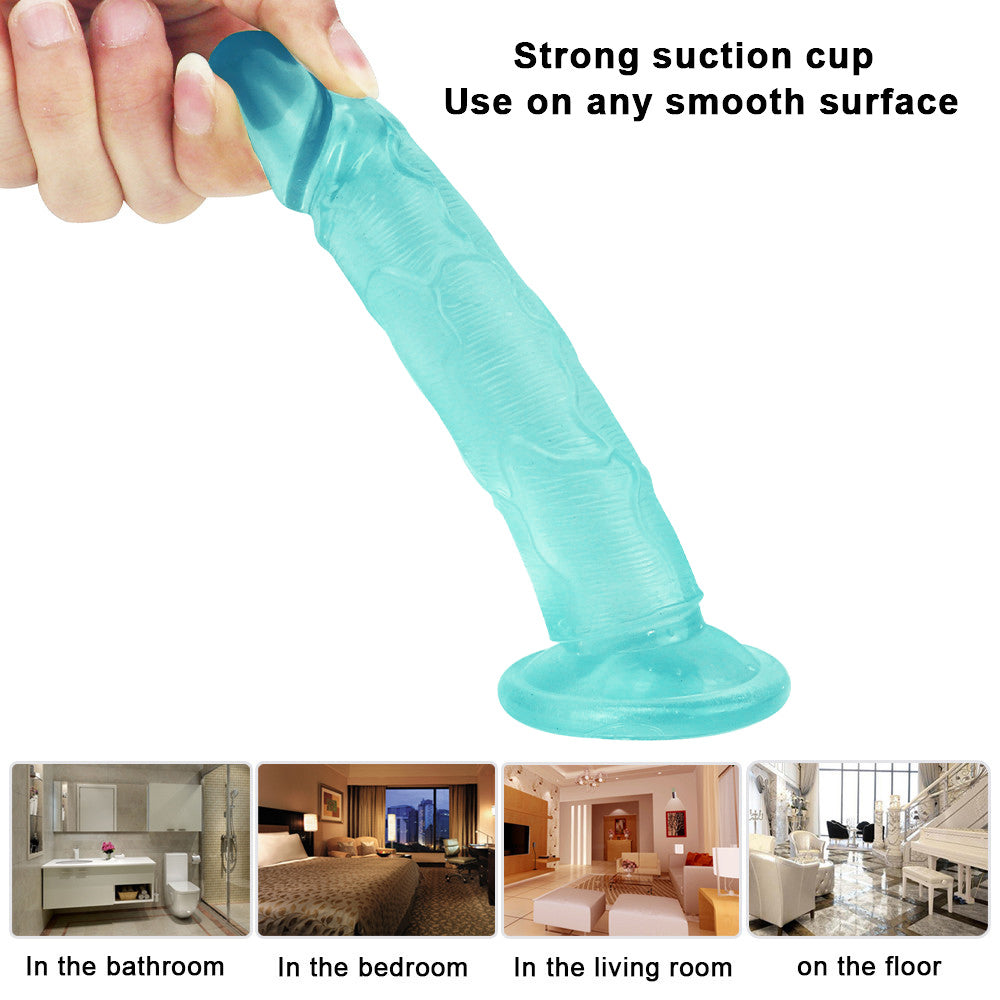 Dildo PVC Xanh 6 Inch Linh Hoạt Đầy Đặn Phê Lòi