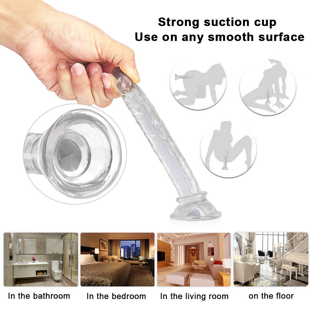 Jelly 6" Trong Suốt PVC Dương Vật Mềm Dễ Thâm Nhập